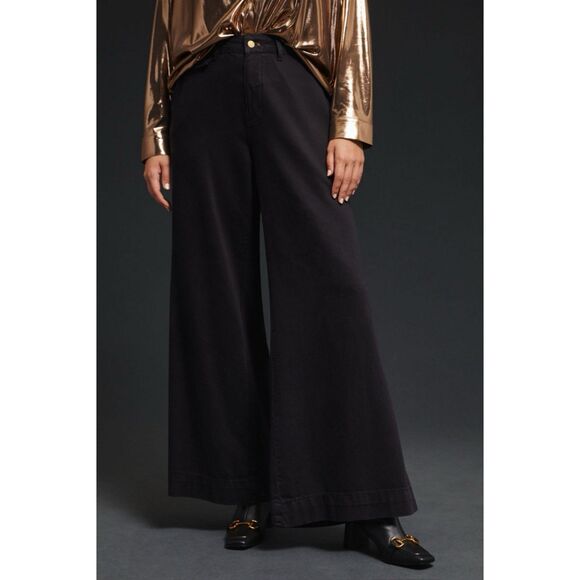 Wide Leg High-Rise Jeans Pilcro by Anthropologie Black Pants Size 34 Tall NWT - Picture 15 of 16